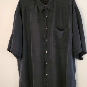 Men's XL Black Vintage Silk Shirt